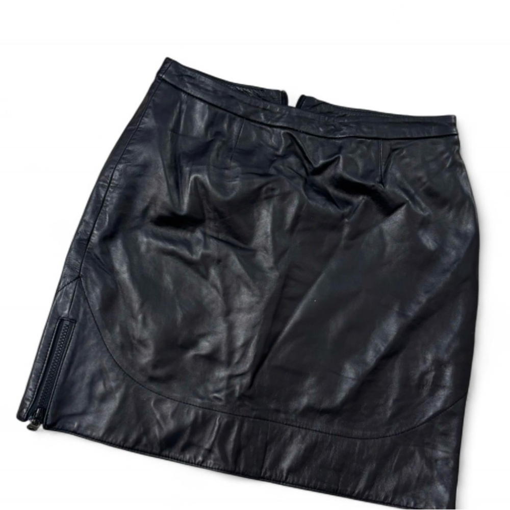 Black Leather Mini Skirt - Picture 2 of 4